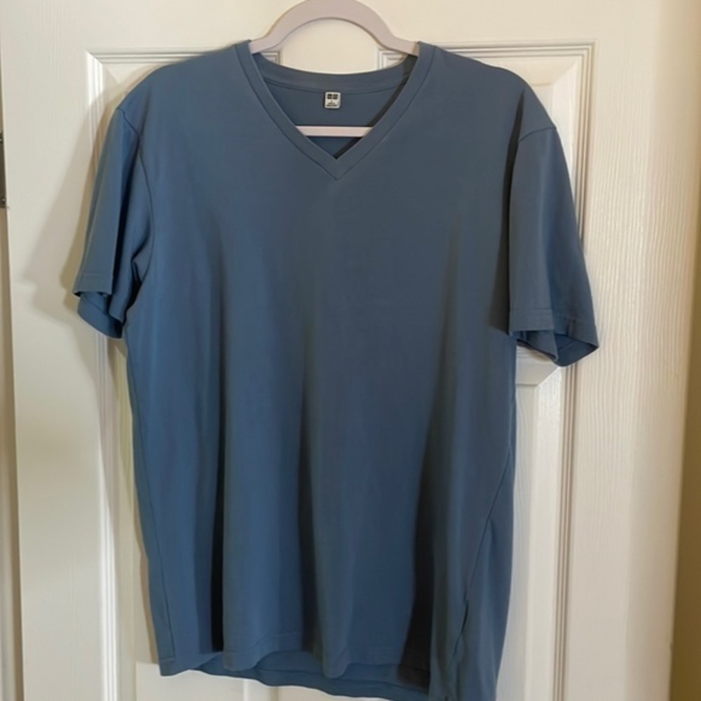 Uni QLO Mens L Short sleeve t-shirt Light Blue 67% cotton, 33% Polyester